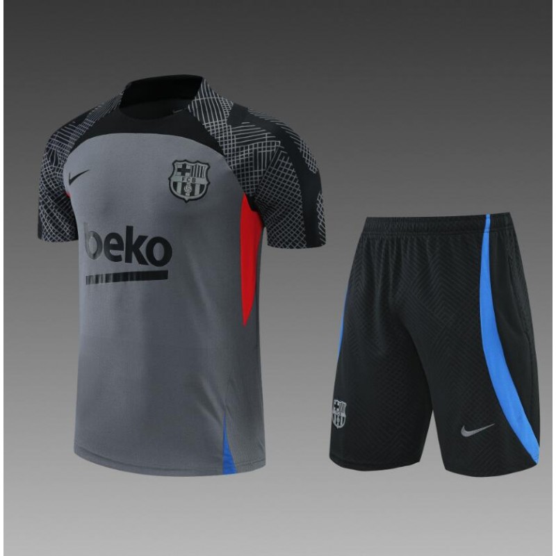 Camiseta Barcelona Training Suit Short Sleeve Kit Black Grey 22/23
