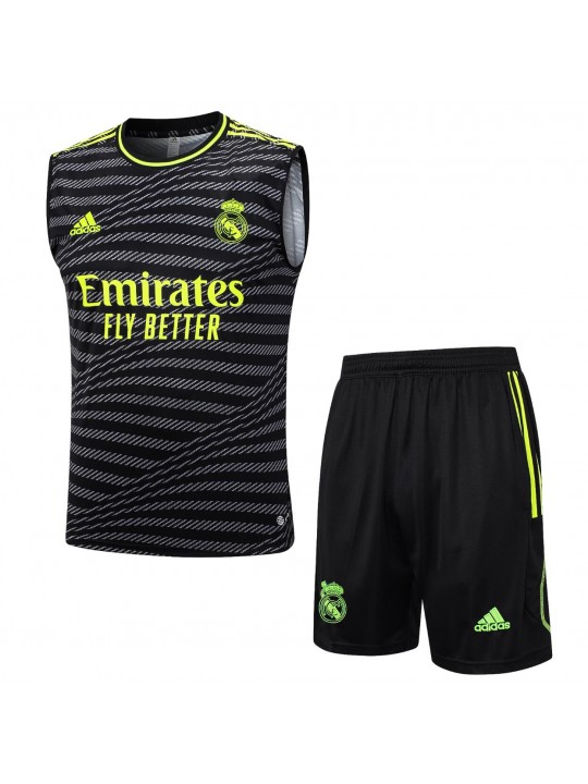 Camiseta Sin Mangas Real Madrid CF Pre-Match Negro 23/24 + Pantalones