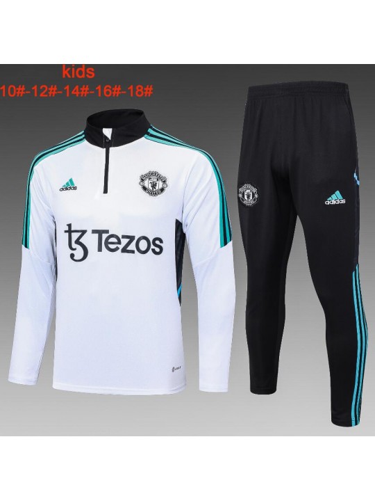 Chandal Entrenamiento Manchester United Blanco 23/24 Niño + Pantalones