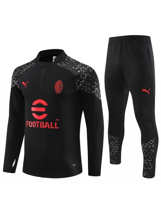 Chandal Entrenamiento AC Milan 23/24 Negro (Hombre/Niño) + Pantalones