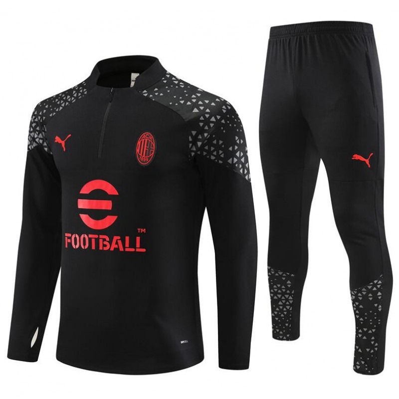 Chandal Entrenamiento AC Milan 23/24 Negro (Hombre/Niño) + Pantalones