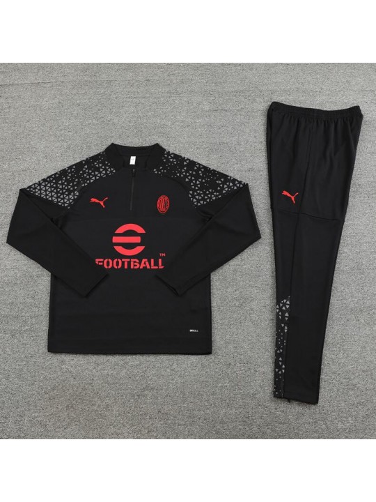 Chandal Entrenamiento AC Milan 23/24 Negro (Hombre/Niño) + Pantalones