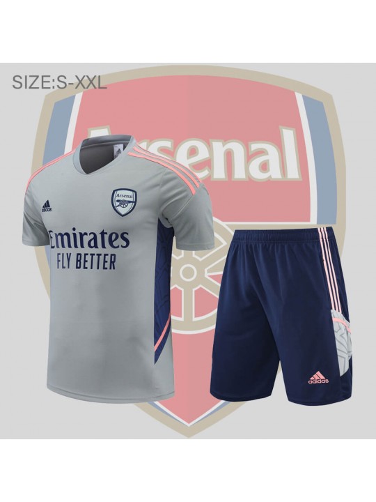 Camiseta 22/23 Arsenal Conjunto De Entreno Manga Corta Gris KIT