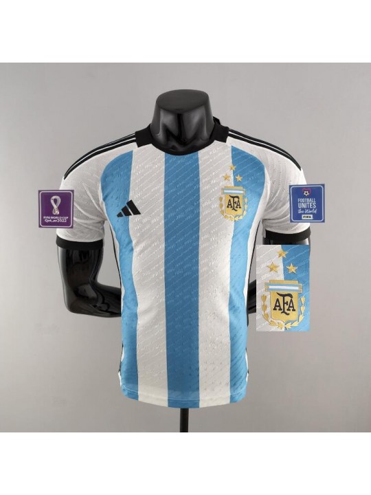 Camiseta Argentina Primera Equipación Authentic World Cup 2022 3 Estrellas