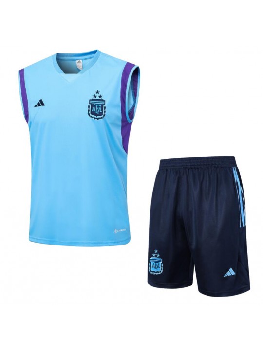 Camiseta De Fútbol Sin Mangas Argentina Azul Claro 23/24 + Pantalone