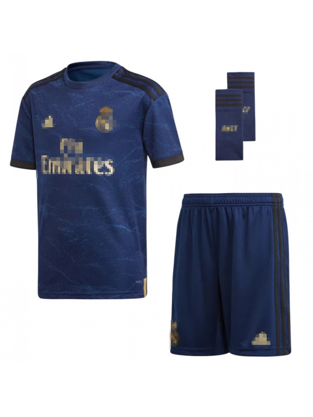 Real Madrid Conjunto Camiseta y Pantalón Segunda Equipación Infantil Hazard Producto Oficial Licenciado Temporada 2019-2020 Color Blanco Azul Marino, Talla 12 