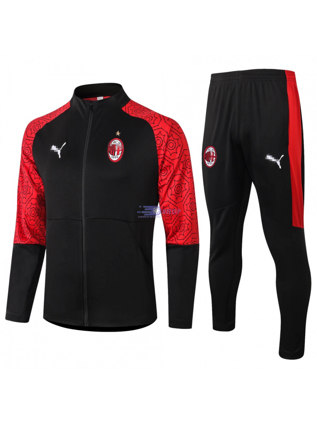 Chandal AC Milan 2020/2021 Negro/Manga Roja