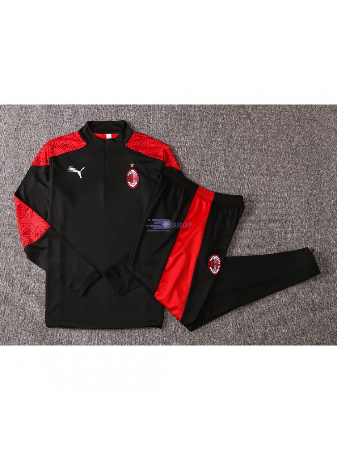 Chandal AC Milan 2020/2021 Negro/Manga Roja